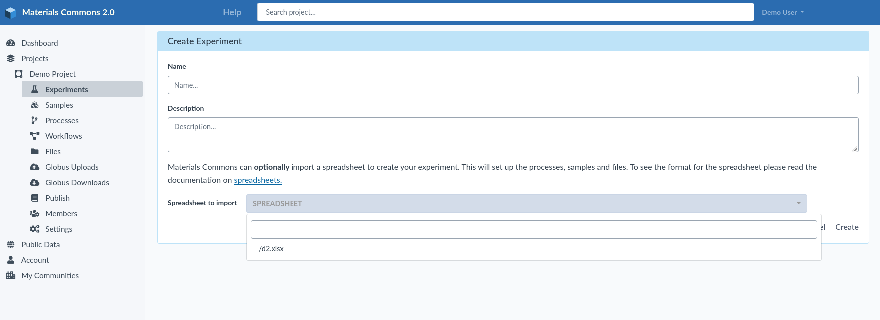 Create Experiment From Spreadsheet