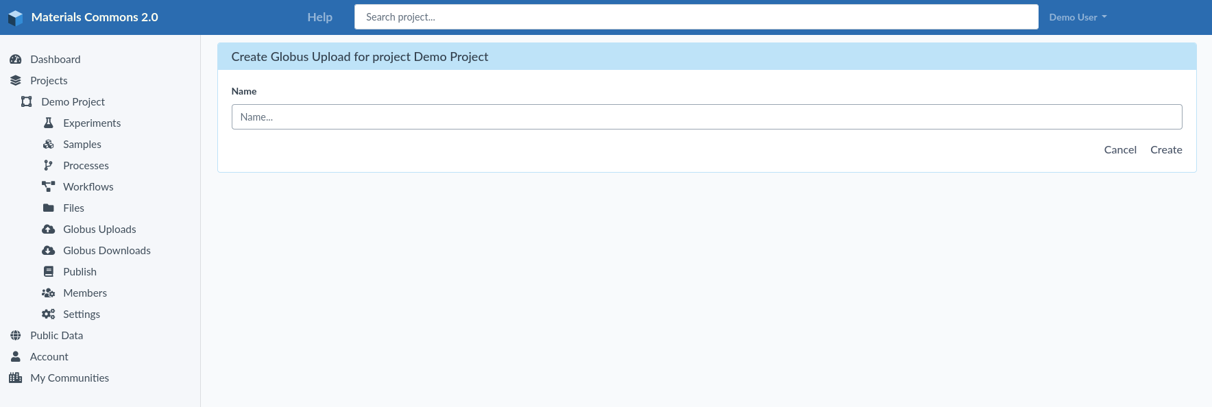Create Globus Upload