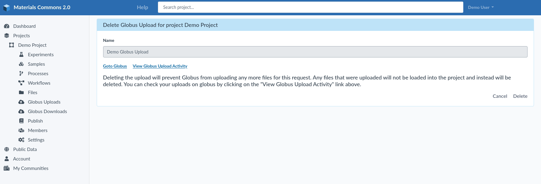 Delete Upload