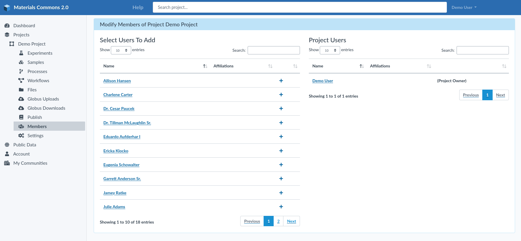 Modify Users Page